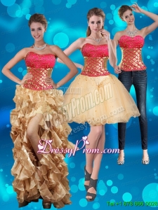 2015 Strapless Multi Color Prom Skirts with Beading and Embroidery