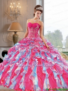 2015 Custom Made Quinceanera Dresses with Appliques and Ruffles