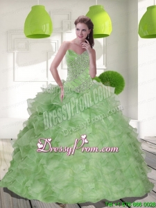 2015 Stylish Sweetheart Quinceanera Dress with Beading and Ruffles