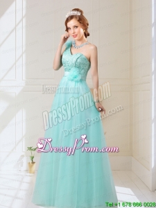 2015 Summer Beautiful Empire Lace Up Hand Made Flowers Dama Dresses in Mint