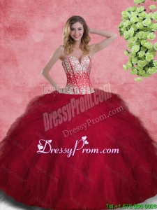 2015 Fall Spring Gorgeous Ball Gown Sweetheart Quinceanera Gowns with Beading and Ruffles