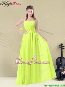Fashionable Sweetheart Belt Fashionable Prom Dresses in Yellow Green