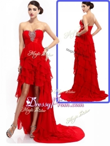2016 New Style High Low Ruffled Layers Prom Dresses with Beading