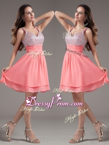 Discount Straps Beading Short Watermelon Beautiful Prom Dresses
