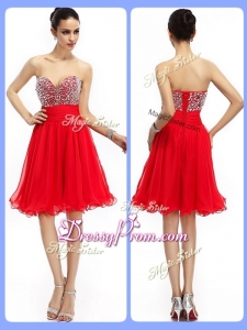Lovely Short Sweetheart Beading Sexy Prom Dresses in Red
