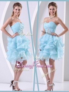 Pretty Mini Length Sweetheart Sexy Prom Dress with Beading and Ruffles