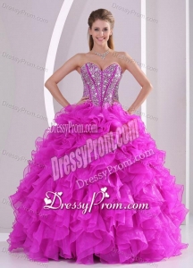 Unique Ruffles and Beading Sweetheart Floor-length Quinceanera Gowns for 2014 summer