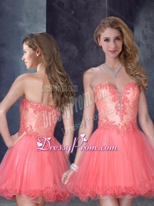 2016 Laced Watermelon Red Dama Dress with Beading and Appliques