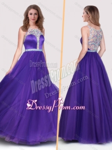 2016 Sexy See Through Scoop Empire Purple Prom Dress with Beading
