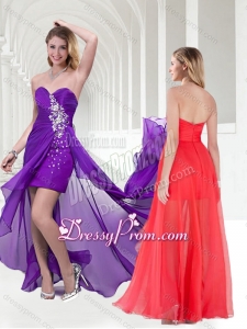 2016 Vintage Beaded Empire Chiffon Long Prom Dress in Purple