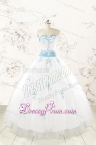 Discount Appliques and Beading White 2015 Popular Qinceanera Dresses