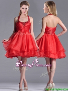 Modern Beaded Decorated Top and Halter Top Christmas Party Dress in Organza