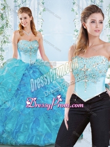 2016 Popular Big Puffy Organza Quinceanera Dress with Beading and Ruffles