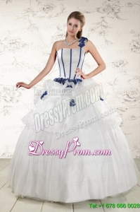 Traditional White One Shoulder Hand Made Flower Quinceanera Dress for 2015