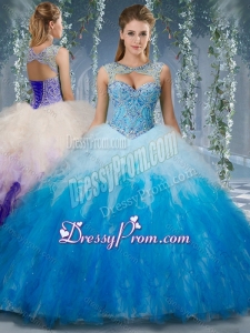 Exclusive Beaded and Ruffled Organza Quinceanera Dress in Gradient Color