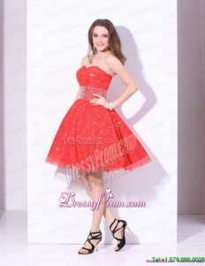 Clearance 2015 Sweetheart Beading Mini Length Prom Dress in Red