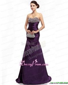 2015 On Sale Brush Train Prom Dress with Ruching and Beading