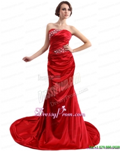 2015 Unique Popular Ruching and Beading Prom Dress with Brush Train