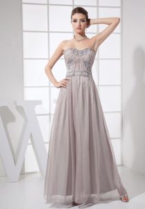 Chiffon Grey Beaded Ankle-length Prom formal Dress in Style