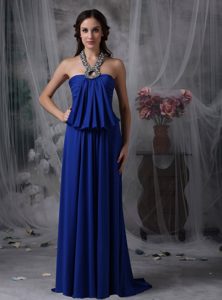 Classical Halter Beaded Royal Blue Prom Dress Draped 2013