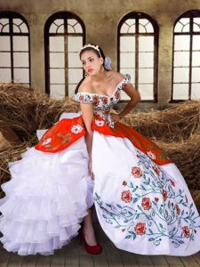 Smart Floor Length Multi-color Sweet 16 Quinceanera Dress Off The Shoulder Sleeveless Lace Up