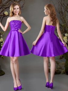 Sleeveless Lace Up Mini Length Beading Dama Dress for Quinceanera