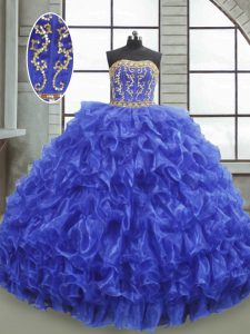 Beauteous Sleeveless Beading and Appliques and Ruffles Lace Up 15 Quinceanera Dress