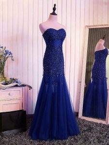 Discount Sleeveless Lace Up Floor Length Beading and Lace and Appliques and Pleated Dress for Prom