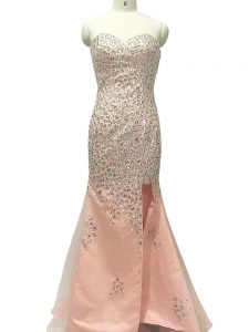 Cheap Sweetheart Sleeveless Tulle Prom Gown Beading Sweep Train Zipper