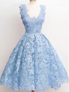 Modest Light Blue Straps Zipper Lace Court Dresses for Sweet 16 Sleeveless