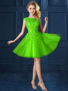 Low Price Tulle Bateau Cap Sleeves Lace Up Lace and Appliques Vestidos de Damas in