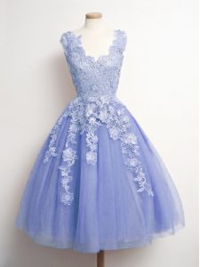 Amazing Lavender Sleeveless Tulle Lace Up Quinceanera Court Dresses for Prom and Party and Wedding Party