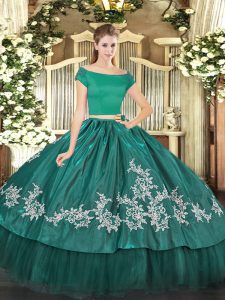 Exceptional Short Sleeves Embroidery Zipper Sweet 16 Dress