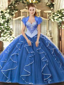Sweetheart Cap Sleeves Tulle Sweet 16 Quinceanera Dress Beading Lace Up