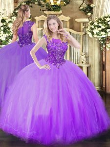 Best Selling Lilac Scoop Neckline Beading Sweet 16 Quinceanera Dress Sleeveless Zipper