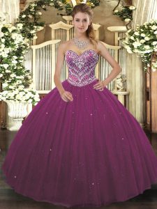 Exceptional Tulle Sleeveless Floor Length Sweet 16 Quinceanera Dress and Beading