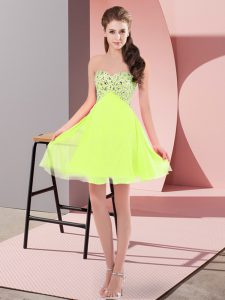 Yellow Green Dress for Prom Prom and Party with Beading Sweetheart Sleeveless Lace Up