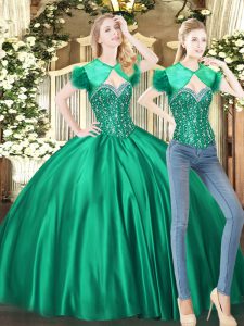 Most Popular Sweetheart Sleeveless Lace Up Sweet 16 Dress Green Tulle