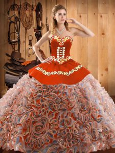 High Quality Multi-color Sleeveless Sweep Train Embroidery With Train Sweet 16 Dress
