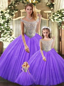 Eggplant Purple Quince Ball Gowns Military Ball and Sweet 16 and Quinceanera with Beading Bateau Sleeveless Lace Up
