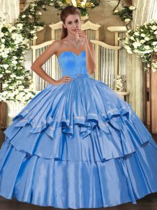 Glorious Sleeveless Lace Up Floor Length Beading and Ruffled Layers Quinceanera Gowns