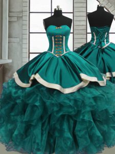 Low Price Sweetheart Sleeveless Organza Vestidos de Quinceanera Beading and Ruffles Lace Up