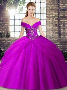 New Arrival Ball Gowns Sleeveless Purple Quinceanera Dresses Brush Train Lace Up