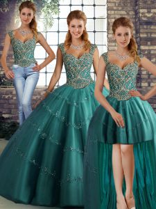On Sale Straps Sleeveless Tulle Sweet 16 Quinceanera Dress Beading and Appliques Lace Up