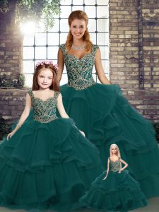 Pretty Sleeveless Beading and Ruffles Lace Up Quinceanera Dresses