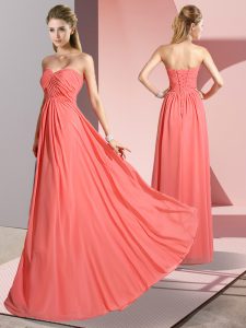 Noble Chiffon Sleeveless Floor Length Prom Dresses and Ruching