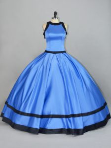 Exquisite Blue Sleeveless Satin Lace Up 15th Birthday Dress for Sweet 16 and Quinceanera