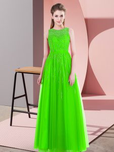 Unique Sleeveless Floor Length Beading Side Zipper Prom Evening Gown with