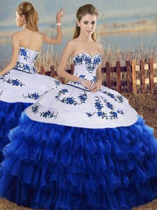 Organza Sleeveless Floor Length Quinceanera Gown and Embroidery and Ruffled Layers