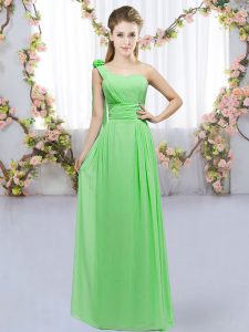 Graceful Floor Length Court Dresses for Sweet 16 One Shoulder Sleeveless Lace Up